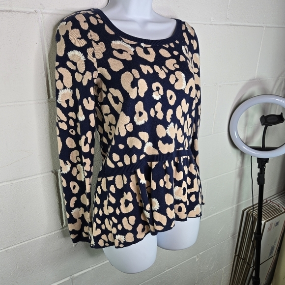 Anthropologie Moth animal print peplum ruffle waist sweater - Picture 10 of 13